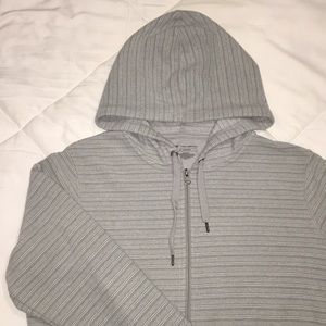 Gray striped zip up